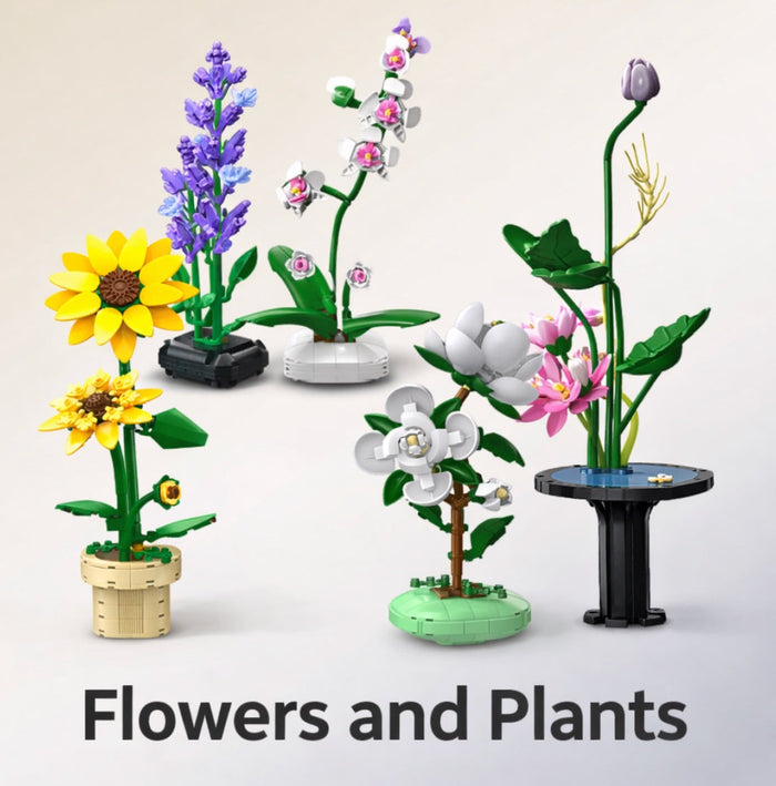 Flower and plant brick model sets in the UK