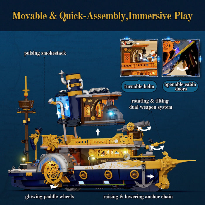 Steampunk Steamboat by Lumibricks
