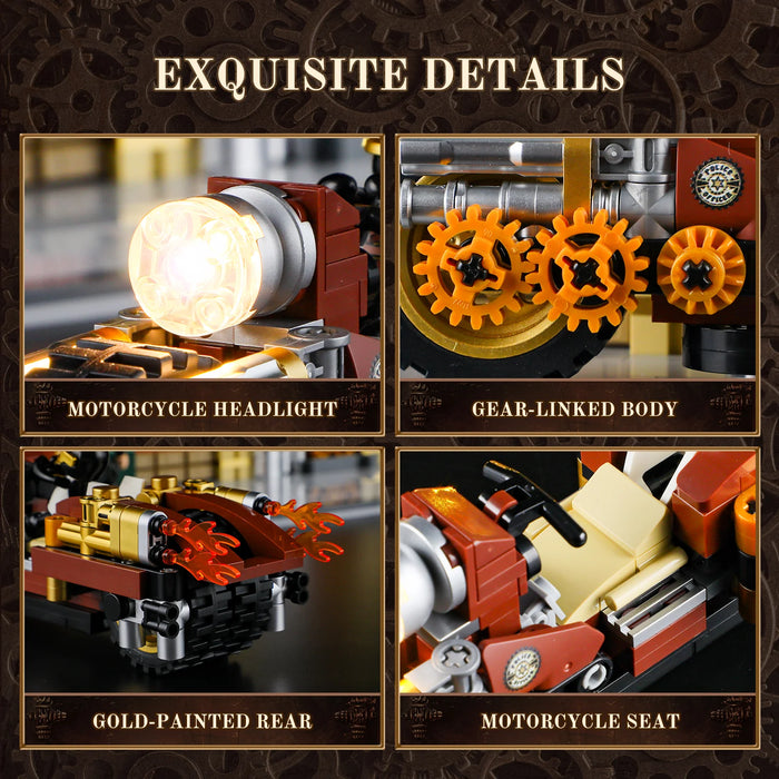 Steampunk Motorcycle Pursuit by Lumibricks