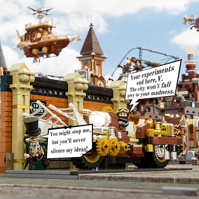 Steampunk Motorcycle Pursuit by Lumibricks