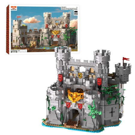 Toy brick castle model with detailed architecture and accessories, displayed against a white background. Iambrick official shop