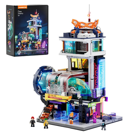 Lumibricks UK floating train station cyberpunk theme afol 