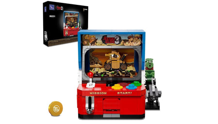 Pantasy arcade machine set with detailed interior and packaging on a white background