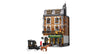 Pantasy UK model of Shirlock Holmes baker street house a building with a horse-drawn carriage and dog in front, on a white background
